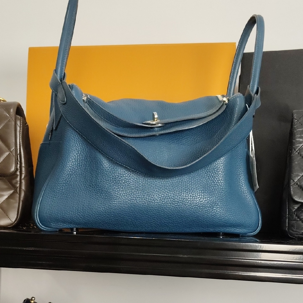 Hermes lindy34 Teal Leather Shoulder Bag - Women's Handbag